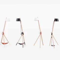 Viadurini Lighting Moderne Stehlampen-Design Stehleuchte aus Buchenholz und lackiertem Metall - Avetta