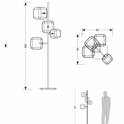Viadurini Lighting Designer Stehlampen-Design Stehleuchte mit glänzender Metallstruktur Made in Italy - Donatina