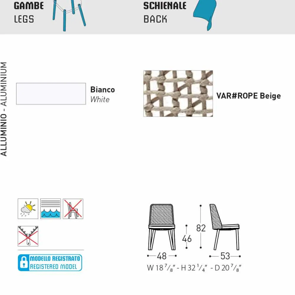 Varaschin Gartenstühle Metall-Design Stuhl aus Stoff und Aluminium Emma