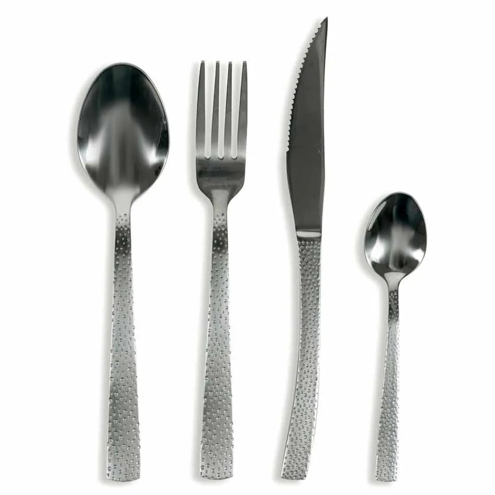Viadurini Kitchen Besteck Set-Design 24-teiliges Besteck aus Stahl mit Schildkröteneffekt - Rock