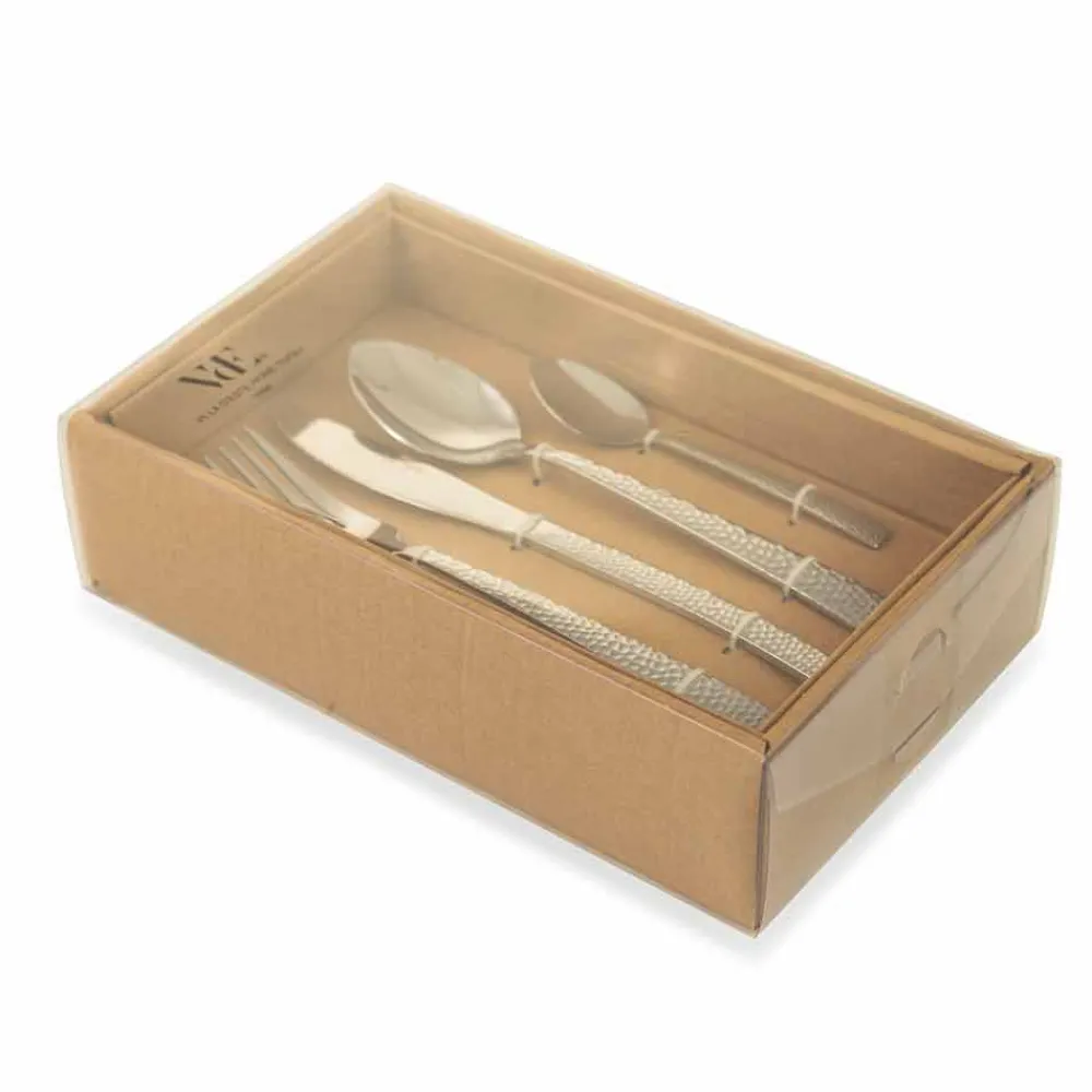 Viadurini Kitchen Besteck Set-Design 24-teiliges Besteck aus Stahl mit Schildkröteneffekt - Rock