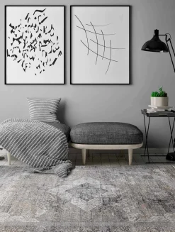 Viadurini Carpets Teppiche-Design Teppich in Grau Beige Viskose und Acrilic mit Zeichnung - Präsident