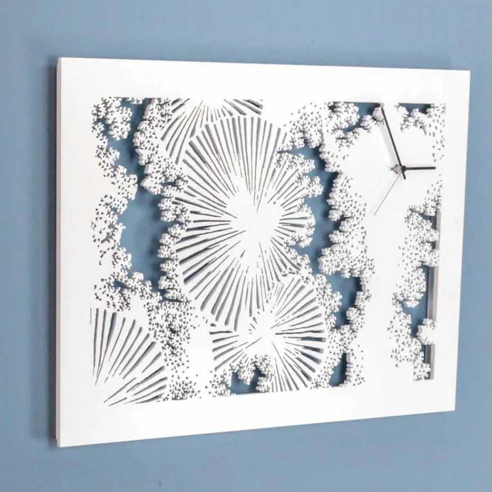 Viadurini Time Design Wanduhren-Design Wanduhr aus weißem Holz oder rechteckiger Taube - Artificio