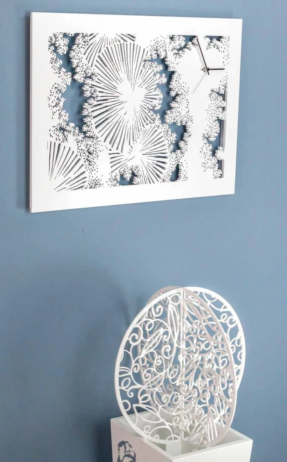 Viadurini Time Design Wanduhren-Design Wanduhr aus weißem Holz oder rechteckiger Taube - Artificio