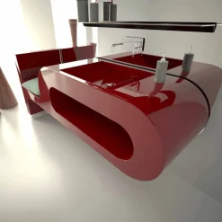 Viadurini Design Design Waschbecken Aus Solid Surface-Design Waschbecken weiß, schwarz oder bordeaux Garfish