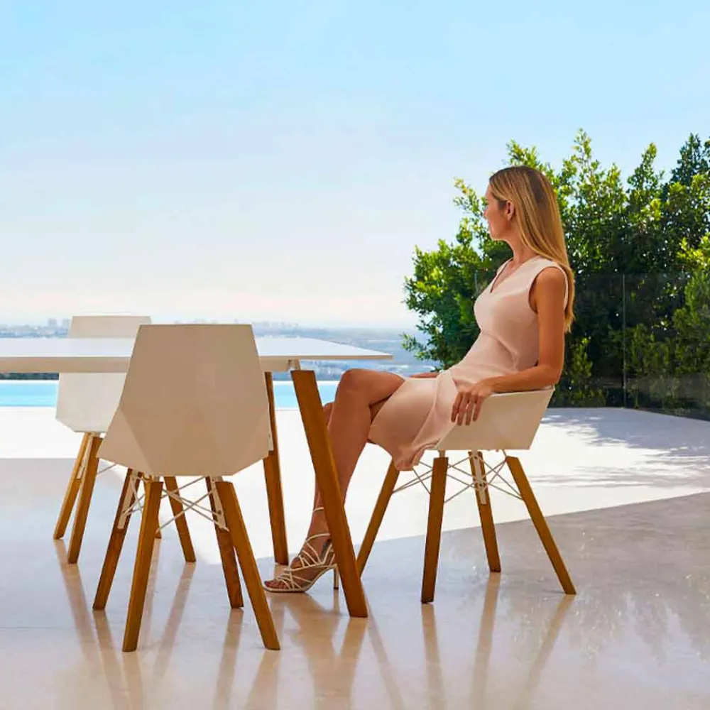 Vondom Design Stühle-Design Wohnzimmer Sessel aus Polypropylen und Holz - Faz Wood von