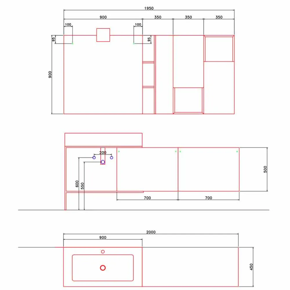 Viadurini Bathroom Badmöbel Hängend-Design Zusammensetzung für Badezimmer Moderne Hängemöbel Made in Italy - Farart2