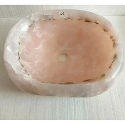 Viadurini Bathroom Steinwaschbecken-Design-Aufsatzwaschbecken aus rosa Onyx Stein Baffo, Einzelstück