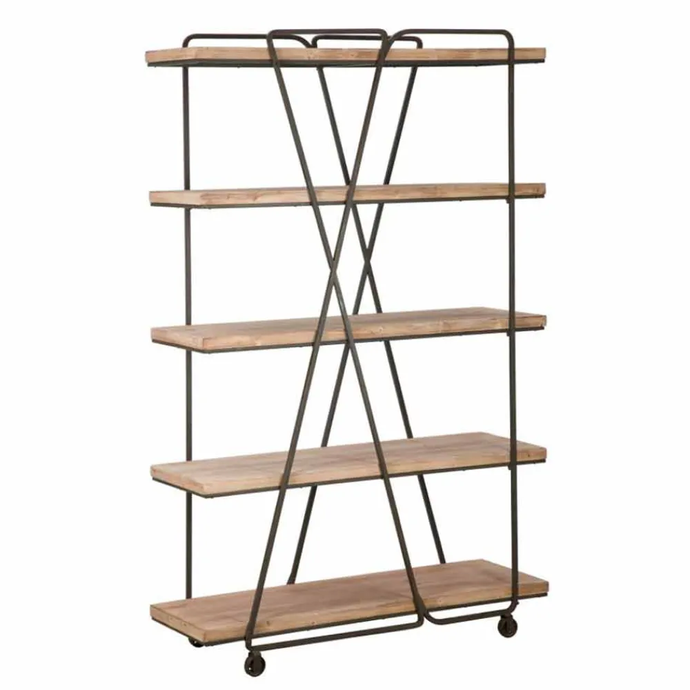 Viadurini Living Moderne Design Bücherregale-Design-Bodenregal im Industriestil aus Holz und Eisen - Soline