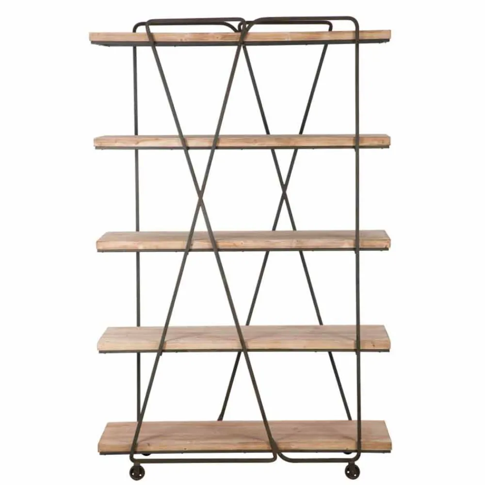 Viadurini Living Moderne Design Bücherregale-Design-Bodenregal im Industriestil aus Holz und Eisen - Soline