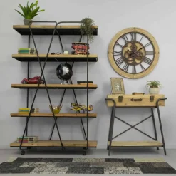 Viadurini Living Moderne Design Bücherregale-Design-Bodenregal im Industriestil aus Holz und Eisen - Soline