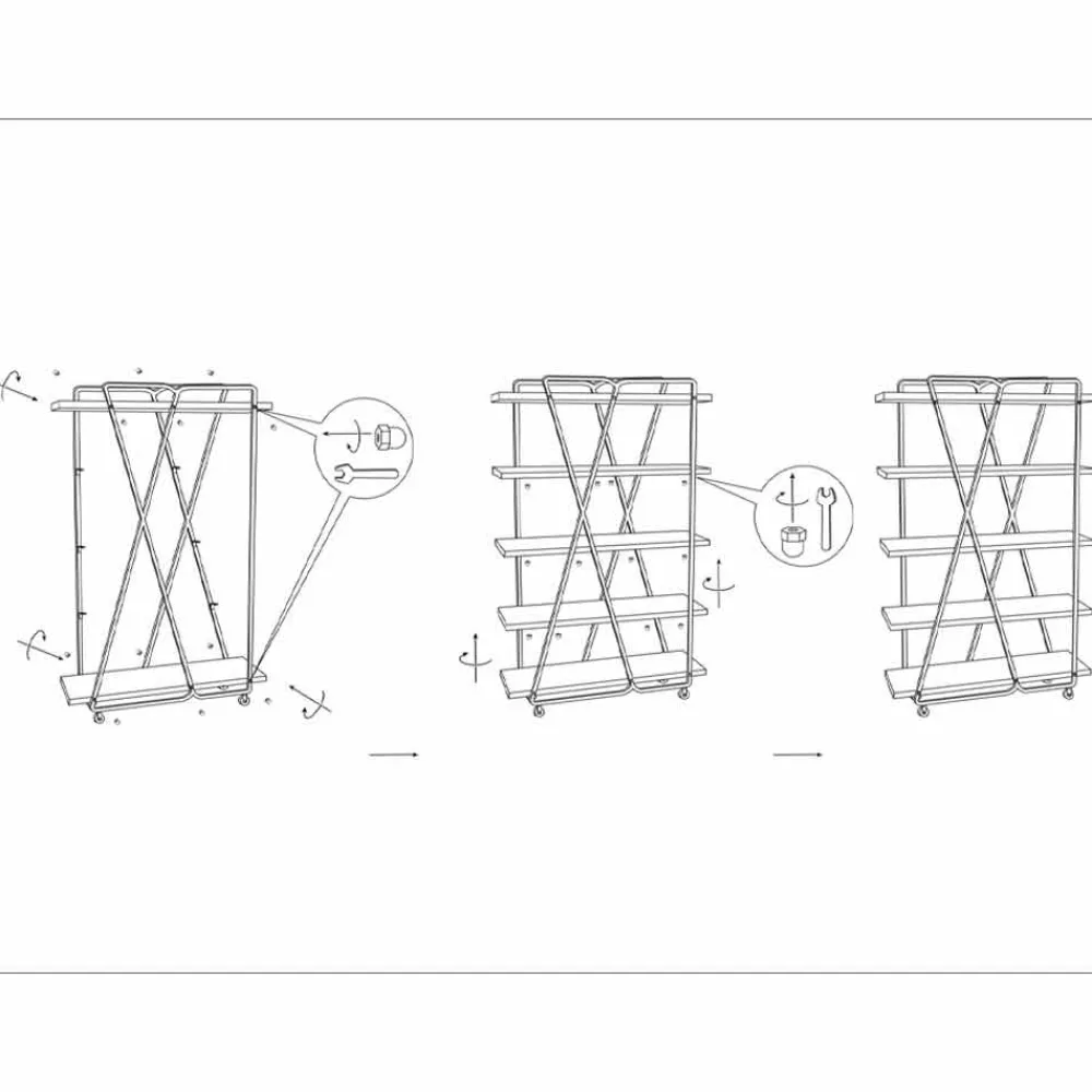 Viadurini Living Moderne Design Bücherregale-Design-Bodenregal im Industriestil aus Holz und Eisen - Soline