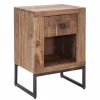 Viadurini Living Nachttische-Designer Nachttisch mit Schublade aus Akazienholz und Eisen - Dionne