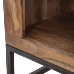 Viadurini Living Nachttische-Designer Nachttisch mit Schublade aus Akazienholz und Eisen - Dionne