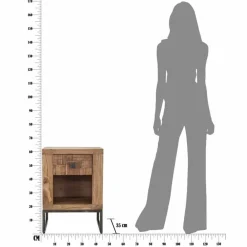 Viadurini Living Nachttische-Designer Nachttisch mit Schublade aus Akazienholz und Eisen - Dionne