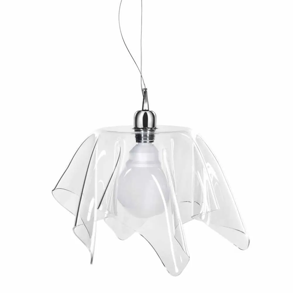 Viadurini Lighting Moderne Pendelleuchten-Designer transparenter Kronleuchter mit drapierter Daphne aus Italien