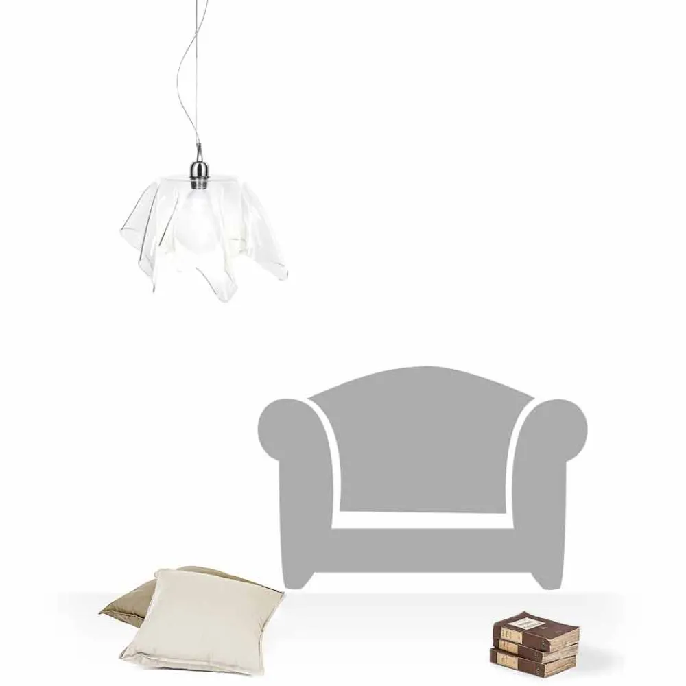 Viadurini Lighting Moderne Pendelleuchten-Designer transparenter Kronleuchter mit drapierter Daphne aus Italien