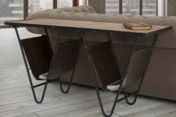 Viadurini Living Moderne Couchtische-Designer Zeitungstisch aus Eisenholz und Kunstleder - Marilena