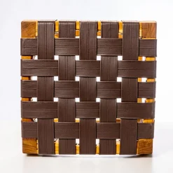 Viadurini Bathroom Duschhocker-Designer-Badezimmerhocker aus Teakholz mit geflochtener Sitzfläche – Yucca