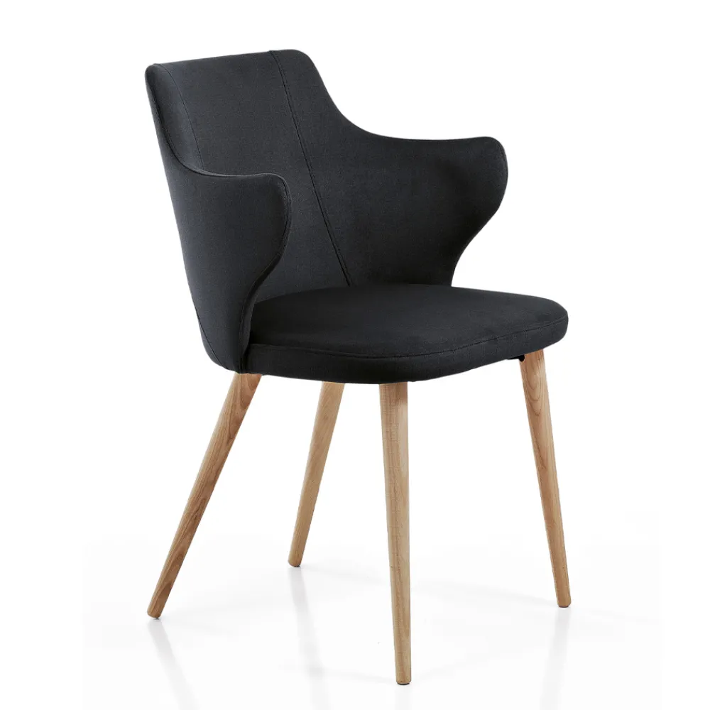 Viadurini Living Moderne Stühle-Designer-Esszimmersessel aus farbigem Stoff und Esche – Duchess