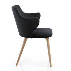 Viadurini Living Moderne Stühle-Designer-Esszimmersessel aus farbigem Stoff und Esche – Duchess