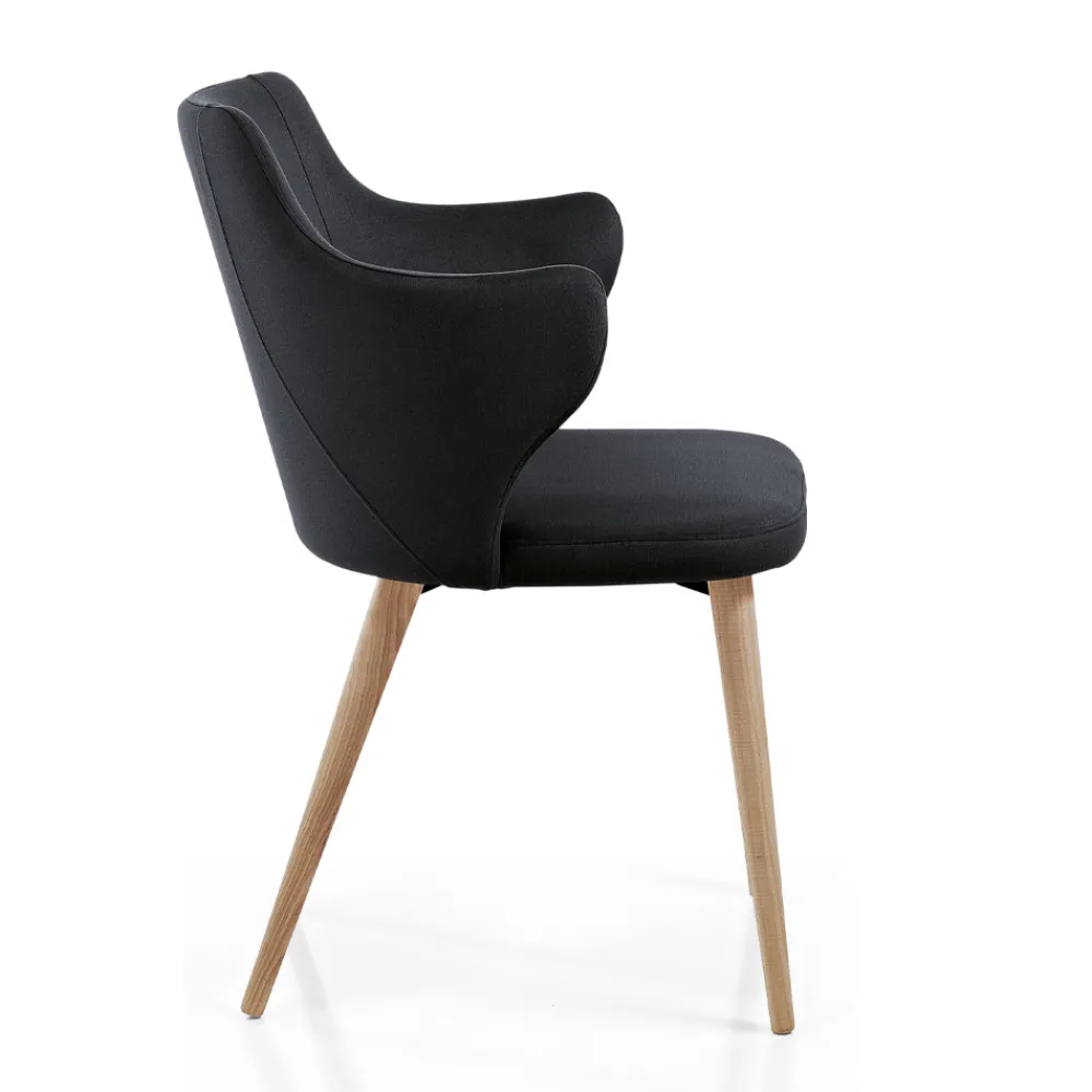 Viadurini Living Moderne Stühle-Designer-Esszimmersessel aus farbigem Stoff und Esche – Duchess