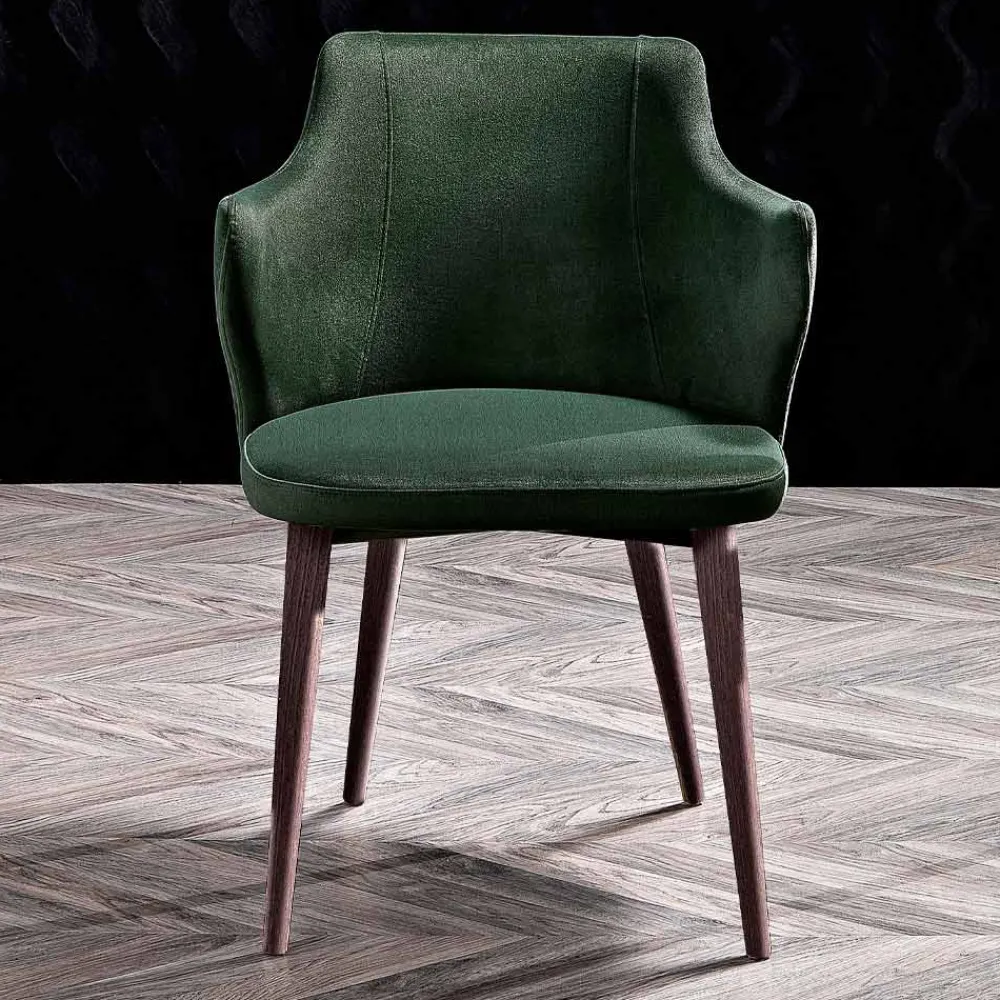 Viadurini Living Moderne Stühle-Designer-Esszimmersessel aus farbigem Stoff und Esche – Duchess