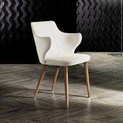 Viadurini Living Moderne Stühle-Designer-Esszimmersessel aus farbigem Stoff und Esche – Duchess