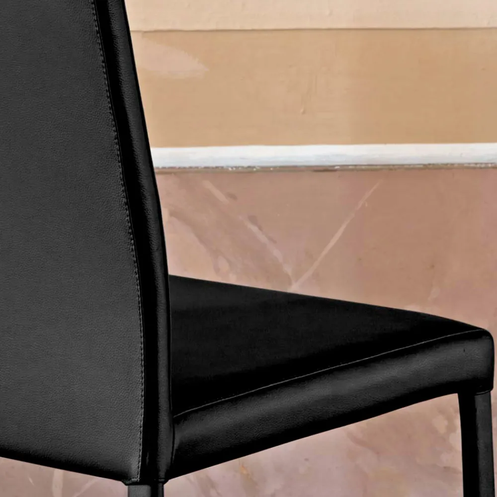 Viadurini Living Design Stühle-Designer-Küchenstuhl, vollständig gepolstert mit Leder, hergestellt in Italien – Tara