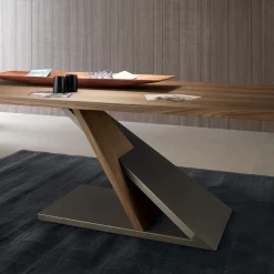 Viadurini Living Esstische-Design-Esstisch mit Metallplatte aus Nussbaum Canaletto - Zorato Wood