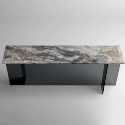 Viadurini Living Konsolentisch Flur-Designkonsole mit Marmorplatte und Glassockel Made in Italy - Molino