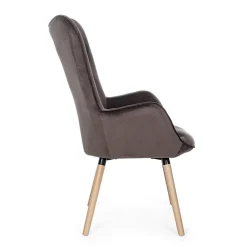 Viadurini Living Skandinavische Sessel-Design-Sessel aus Buchenholz und grünem oder grauem Samt - Gilly