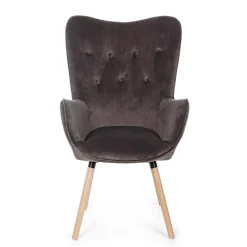 Viadurini Living Skandinavische Sessel-Design-Sessel aus Buchenholz und grünem oder grauem Samt - Gilly