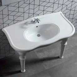 Viadurini Bathroom Keramikwaschbecken-Designspüle mit oder ohne Beinen L 110cm Avise