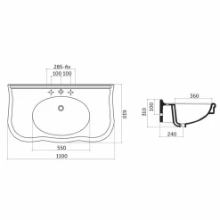 Viadurini Bathroom Keramikwaschbecken-Designspüle mit oder ohne Beinen L 110cm Avise
