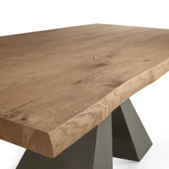 Viadurini Living Esstische-Designtisch aus furniertem Holz und Stahl, hergestellt in Italien – Dalmata