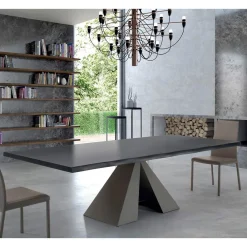 Viadurini Living Esstische-Designtisch aus furniertem Holz und Stahl, hergestellt in Italien – Dalmata