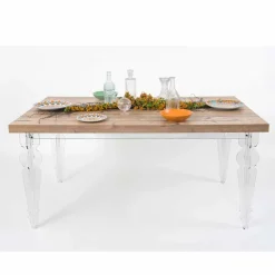 Viadurini Living Esstische-Designtisch aus Tannenholz und Plexiglas aus Italien, Castro