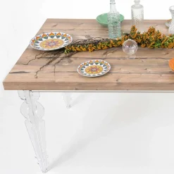 Viadurini Living Esstische-Designtisch aus Tannenholz und Plexiglas aus Italien, Castro