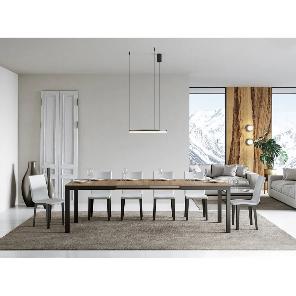 Viadurini Living Ausziehbare Esstische-Design-Tisch mit Holzplatte, ausziehbar bis 440 cm, hergestellt in Italien – Foxy