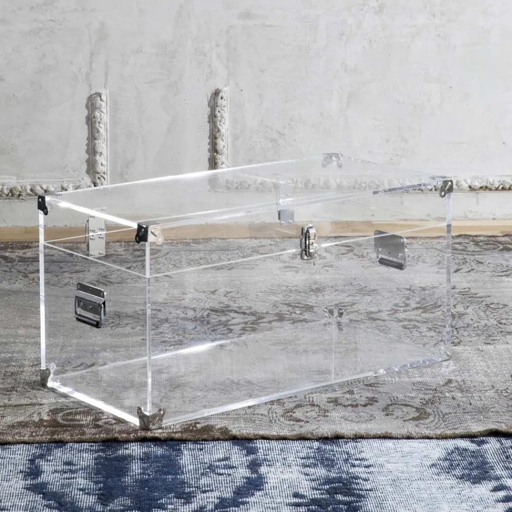 Viadurini Lighting Truhen Und Sitztruhe-Design-Truhe aus transparentem Acrylglas und modernem Stahl - Dante