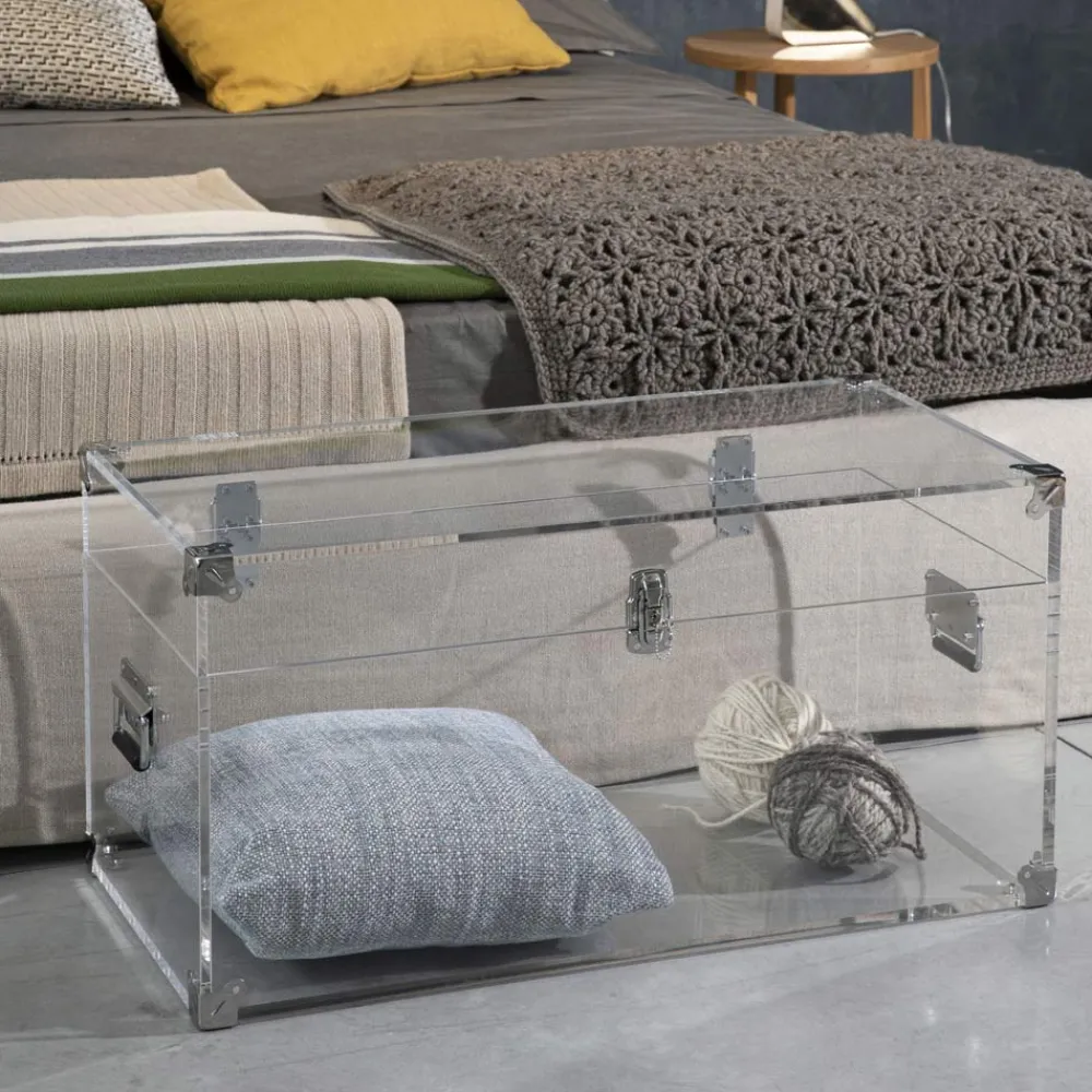 Viadurini Lighting Truhen Und Sitztruhe-Design-Truhe aus transparentem Acrylglas und modernem Stahl - Dante