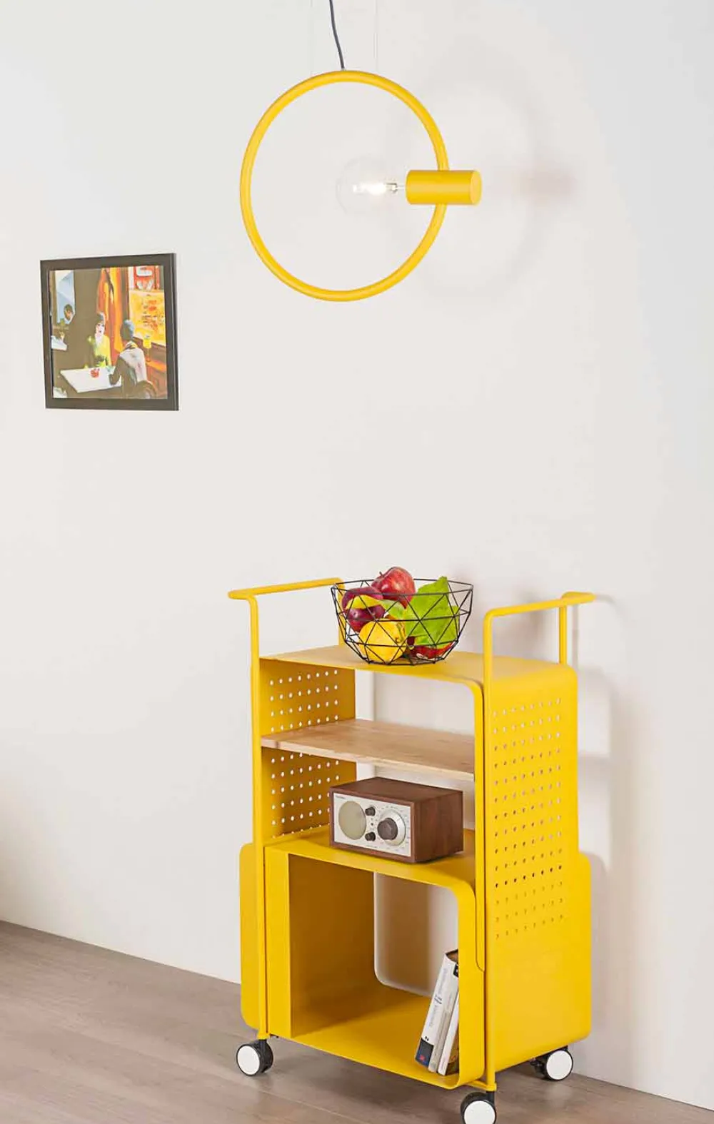 Viadurini Living Küchenzubehör-Designwagen aus Stahl mit Eschendeckel Made in Italy - Murella