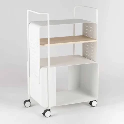 Viadurini Living Küchenzubehör-Designwagen aus Stahl mit Eschendeckel Made in Italy - Murella