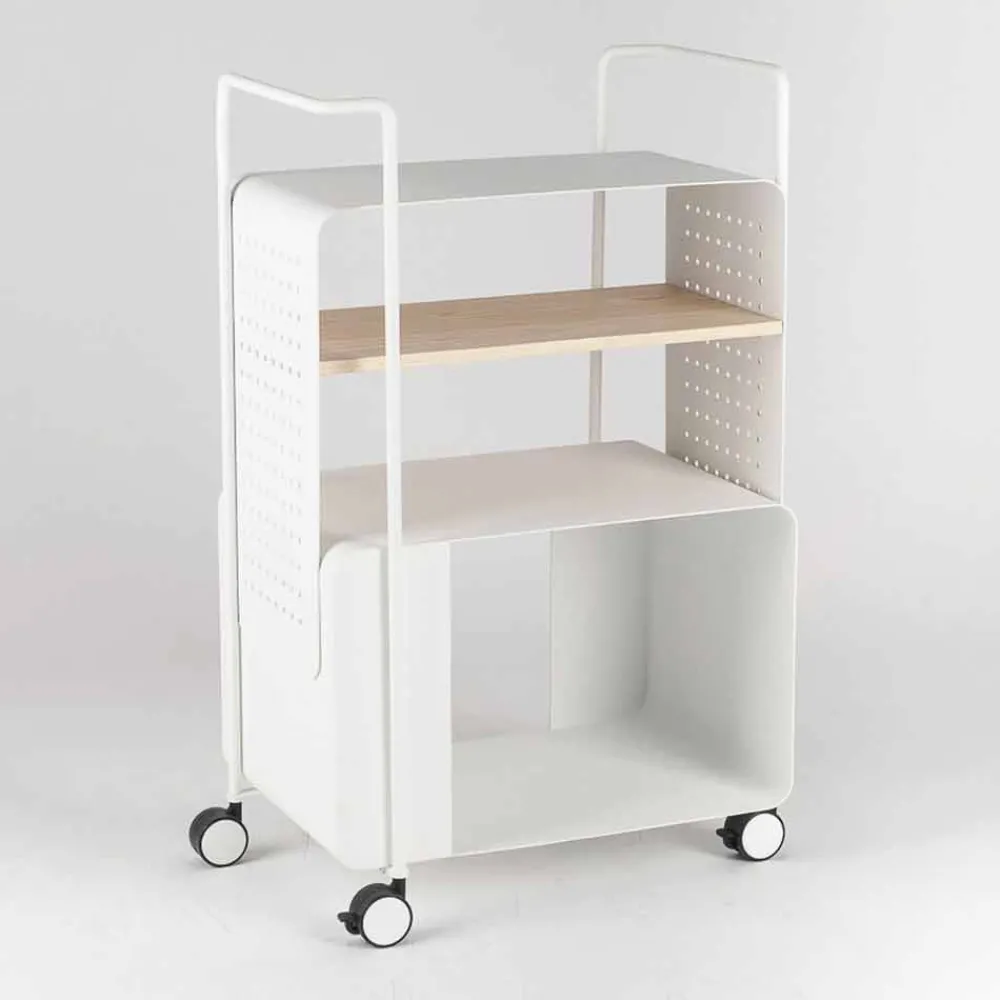 Viadurini Living Küchenzubehör-Designwagen aus Stahl mit Eschendeckel Made in Italy - Murella