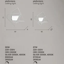 Viadurini Lighting Moderne Deckenleuchten-Dimmbare LED-Wandleuchte aus Gold- oder Silbermetall - Galactic