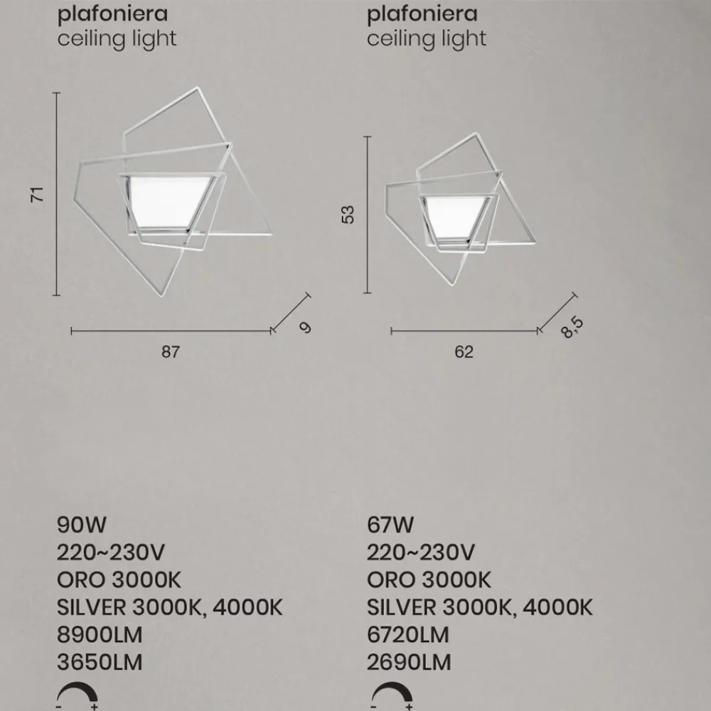 Viadurini Lighting Moderne Deckenleuchten-Dimmbare LED-Wandleuchte aus Gold- oder Silbermetall - Galactic