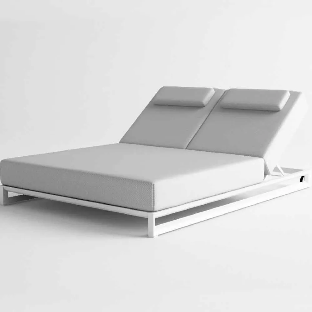 Viadurini in the Garden Sonnenliegen-Doppel Sonnenliege im Garten aus Aluminium und Stoff - Gioacchino