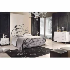 Viadurini Night Design Maßgeschneiderte Möbel|Schmiedeeisen Doppelbetten-Doppelbett aus Eisen Made in Italy in modernem Design Allison 160x190