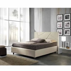 Viadurini Night Design Polsterbetten-Doppelbett aus Kunstleder mit Aufbewahrungsbox 160x190/200 cm Mila